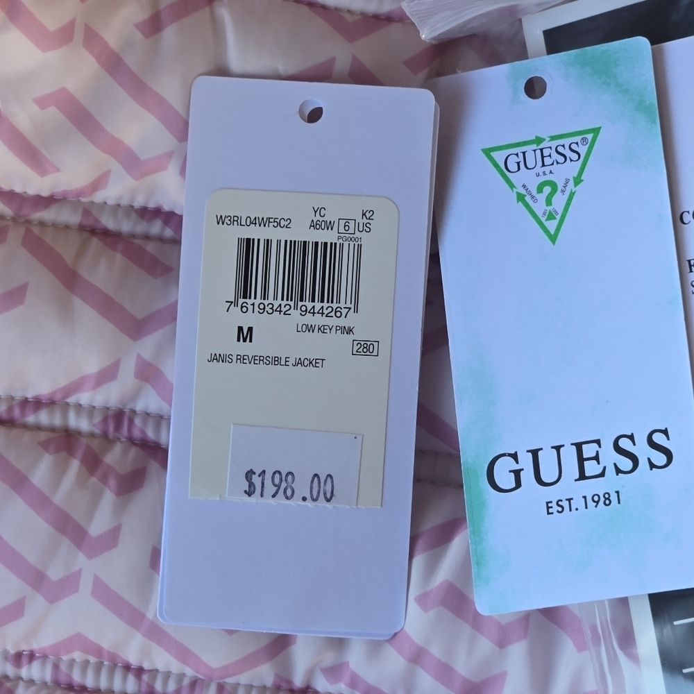 Guess Janis Reversible Jacket Light Pink Size Medium Low Key Pink - Picture 8 of 9